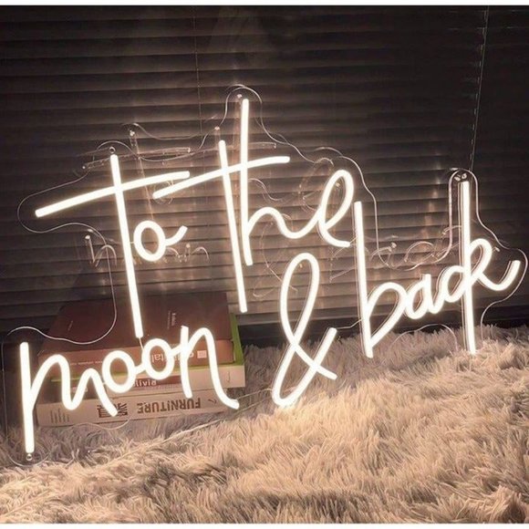 Adorable Bright “To the Moon and Back” LED Neon Sign Night Light Room Wall Decor - Picture 1 of 6